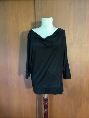 Eileen Fisher Silk Blend  Black Cowlneck Top